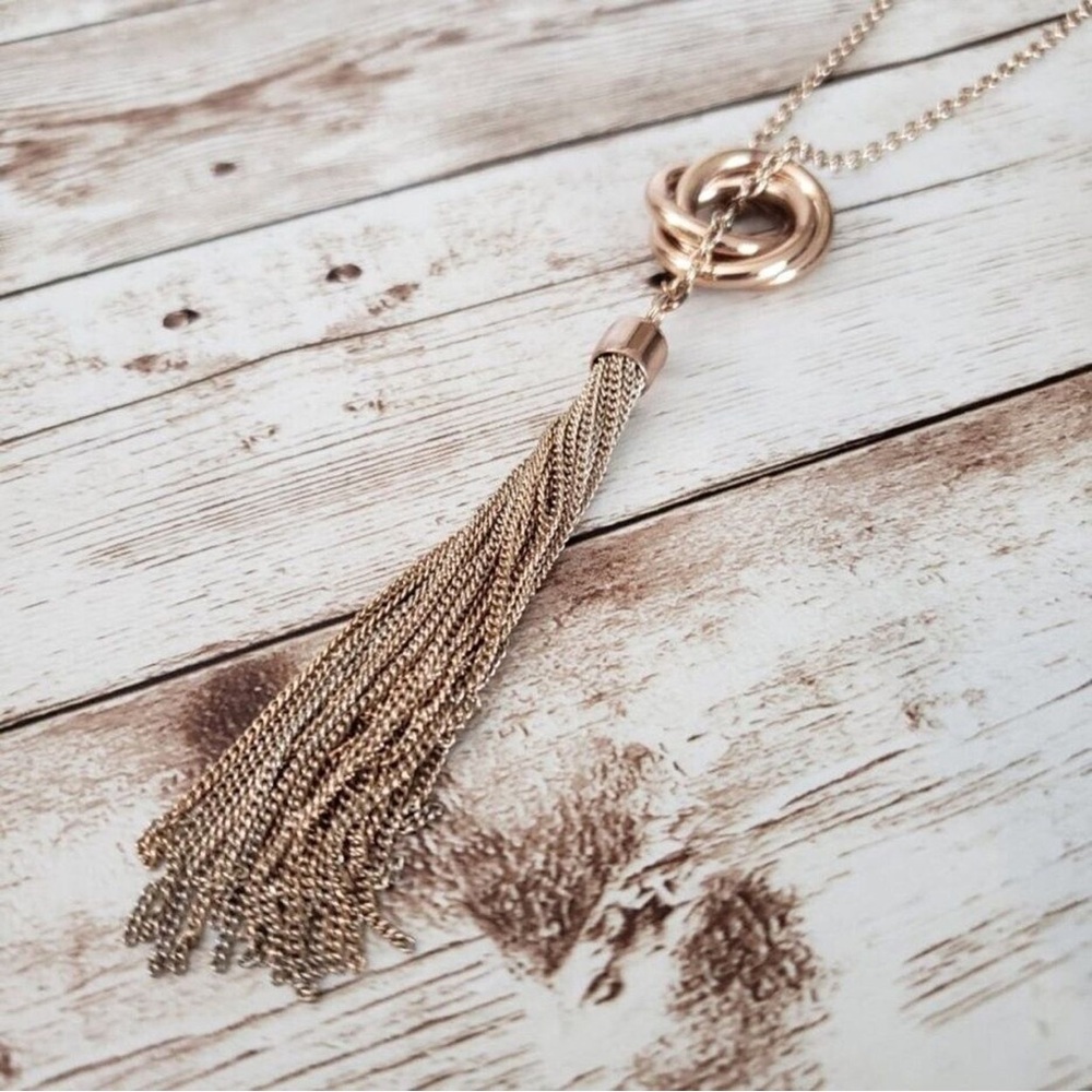 Banana Republic Rose Gold Long Chain Necklace with Tassel - NIB